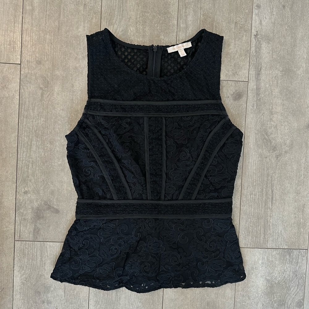 Skies Are Blue Ramilah Peplum Blouse black women’s petite XS - Picture 4 of 16